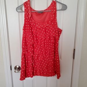 Roz & Ali Coral Polka Dot Ruffle Tank